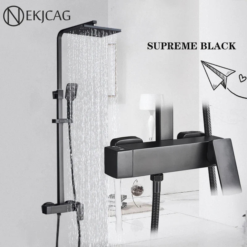 Afralia™ Wall Mounted Rainfall Shower Faucet Set with Bathtub Spout