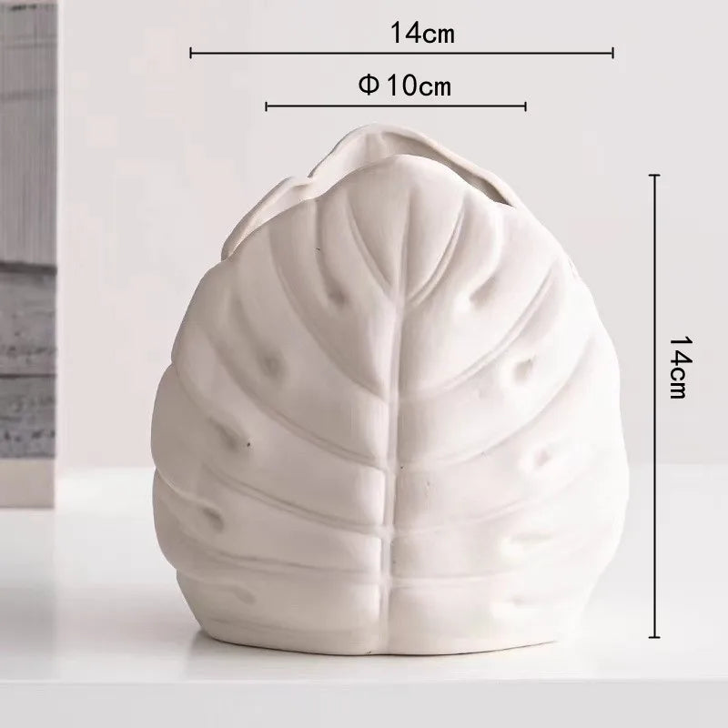 Afralia™ Lotus Leaf Ceramic Vase for Floral Arrangement and Room Decoration