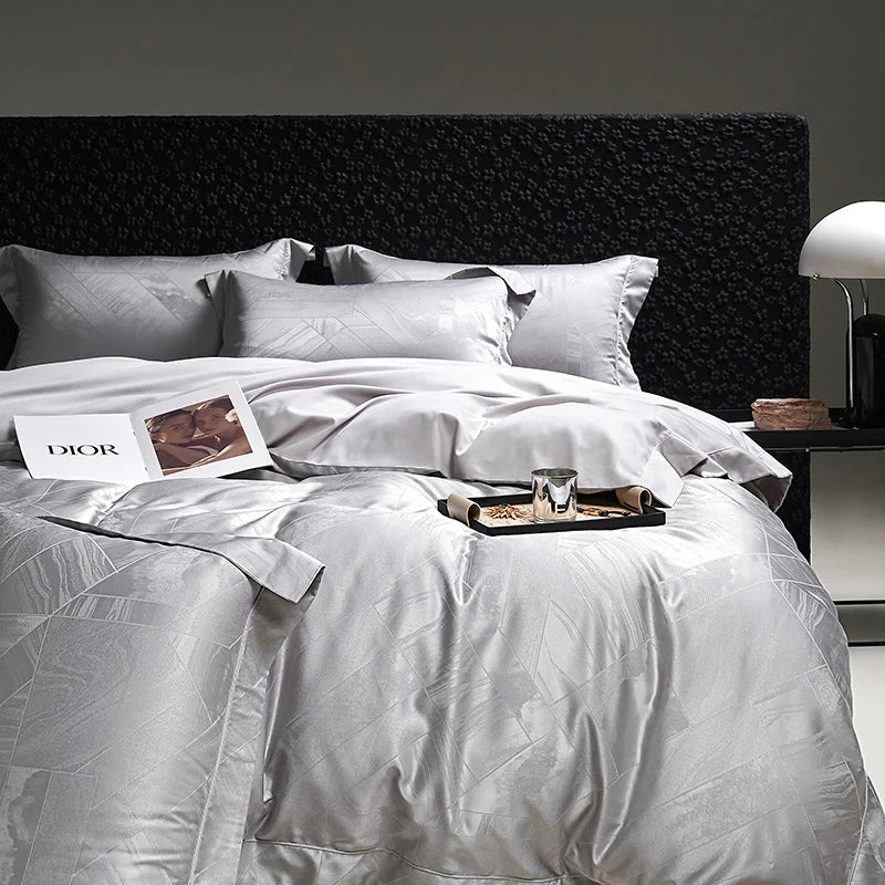Afralia™ High Quality Brocade Jacquard Cotton Luxury Bedding Set: 1 Duvet, 1 Sheet, 2 Pillowcases