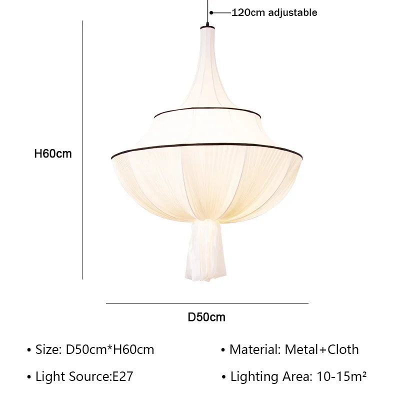 Afralia™ Wabi Sabi Cloth Chandelier: Retro Living Room Dining Bedroom Decor Pendant Lights