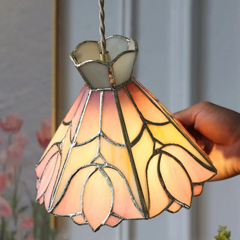 Afralia™ Tiffany Flower Glass LED Pendant Light for Nordic Modern Home Decor