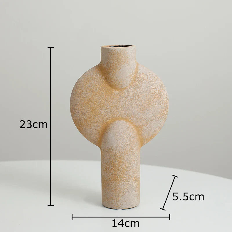 Afralia™ Ceramic Disc Vase: Geometric Round Table Decoration for Floral Arrangement