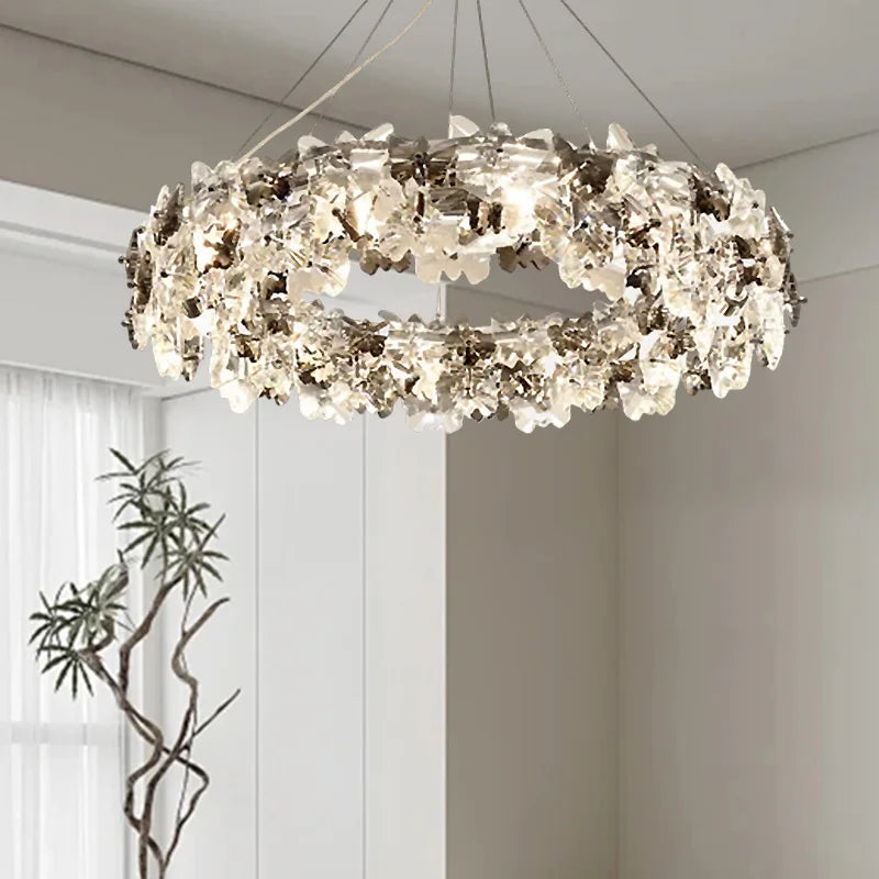 Afralia™ Luxury Circle Butterfly Crystal LED Pendant Lights - Modern Minimalism Decor