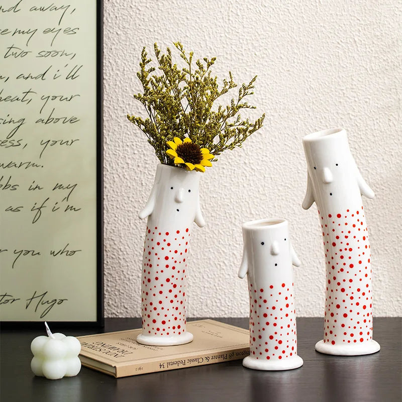 Afralia™ Ceramic Vase Coral Duct Family Home Decor Floral Arrangement Handmade Clay Art