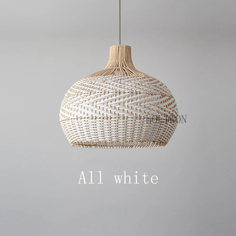 Afralia™ Serena Blue Rattan Pendant Light: Creative Boho Farmhouse Dining Room Lamp