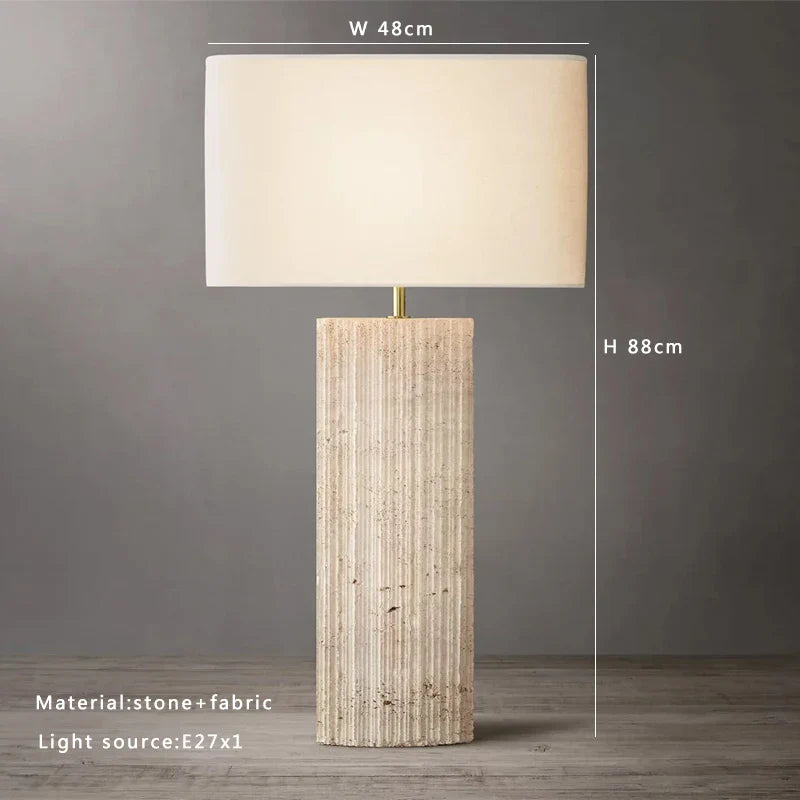 Afralia™ Large Brown Stone Fabric Table Lamp for Home Decoration in Living Room or Bedroom