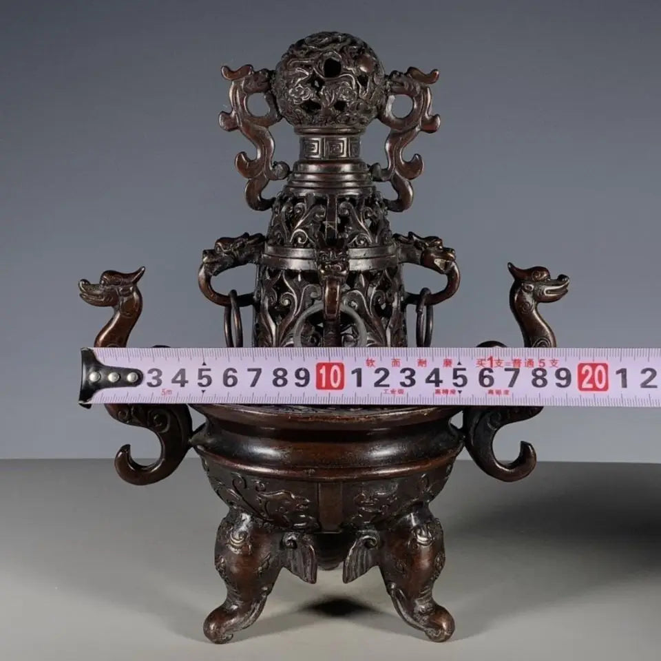 Afralia™ Purple Copper Elephant Foot Incense Burner - Antique Artifacts Collection