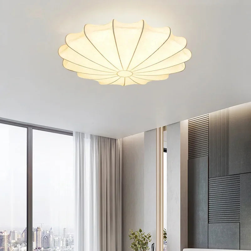Afralia™ Wabi Sabi Cream Silk Pendant Lamp - Elegant Nordic Style Flower Hang Light