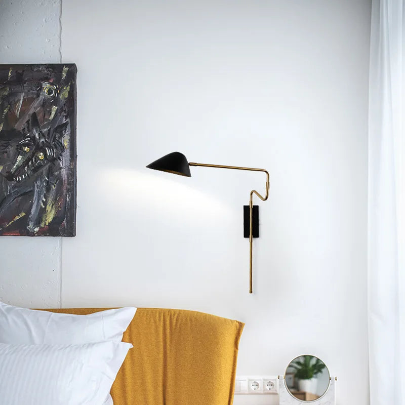 Afralia™ Gold Rotatable LED Wall Lamp | Modern Nordic Rocker Arm Sconce