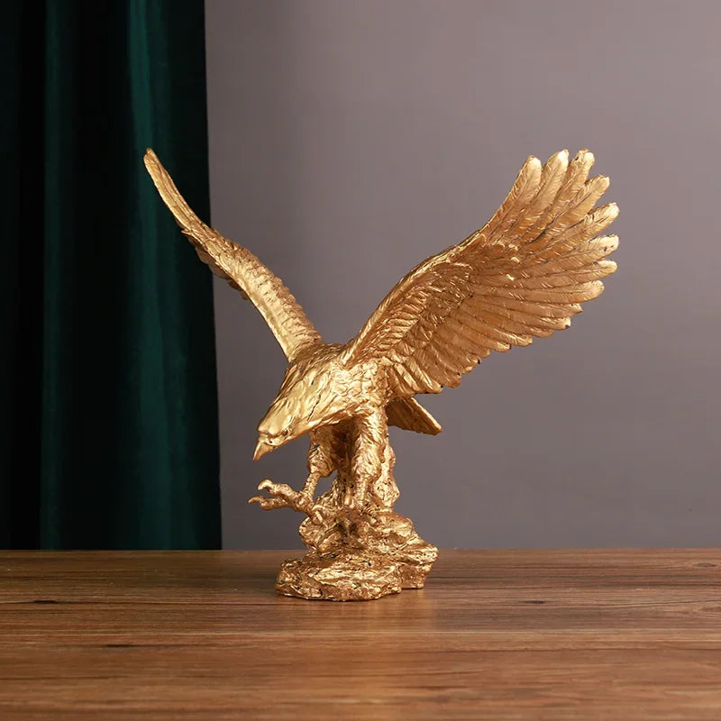 Afralia™ Dapeng Eagle Wings Resin Art Statue Ornament for Home and Office Decor