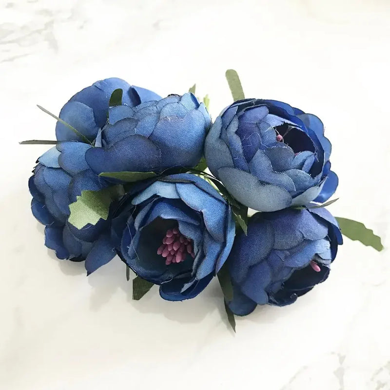 Afralia™ Royal Blue Flower Cherry Stamen Berries Bundle for DIY Christmas Wedding Decor