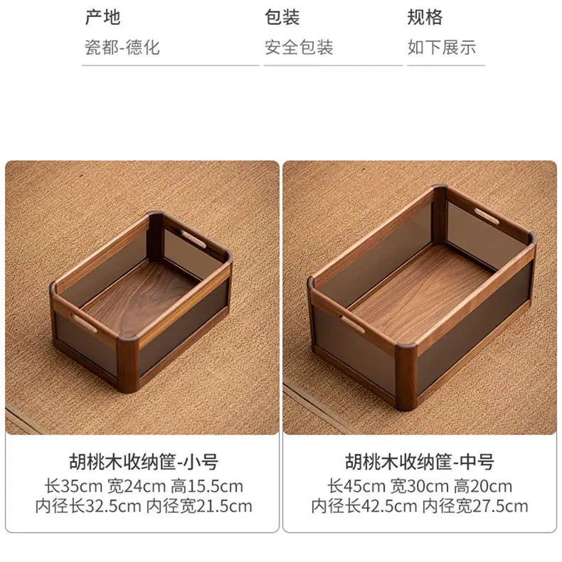 Afralia™ Black Walnut Wood Desktop Organizer Box - Multi-functional Office & Makeup Case