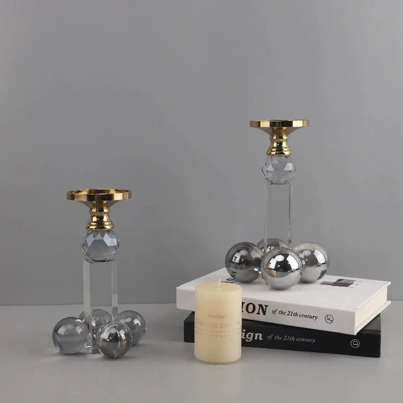Afralia™ Clear Crystal Geometric Candle Holder for Home Decoration