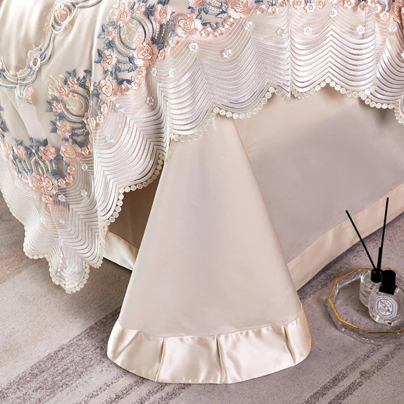 Afralia™ Lace Silk Cotton Luxury French Wedding Bedding Set for Chic Princess Bedrooms