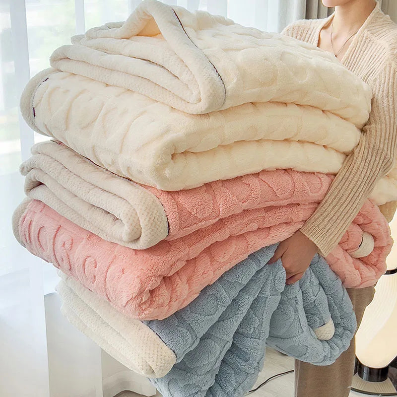 Afralia™ Cozy Lamb Wool Blanket: Double-Sided, Thick Coral Fleece, Skin-Friendly & Warm