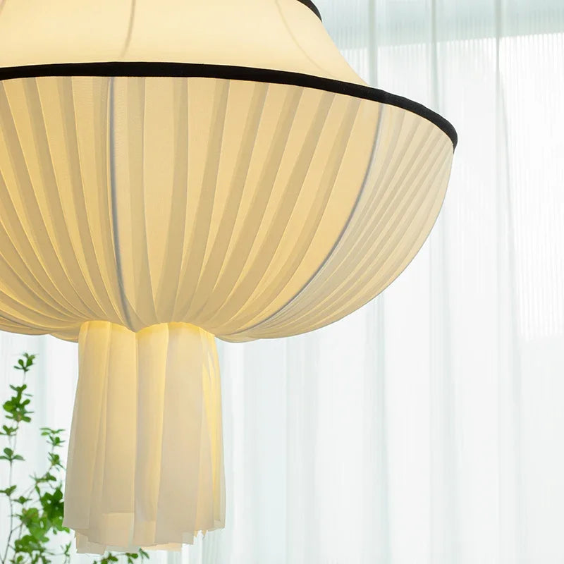 Afralia™ Wabi Sabi Fabric Chandelier LED Pendant Lights for Home Decor