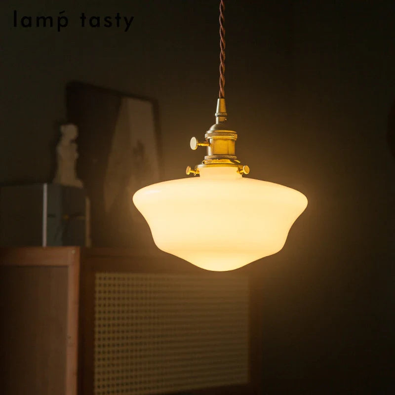 Nordic Modern White Glass Hanging Lamp Bedroom Living Room LED Pendant Light - Afralia™