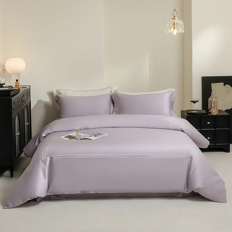 Afralia™ Luxury Solid Color Hotel Style Bedding Set with Egyptian Cotton Softness