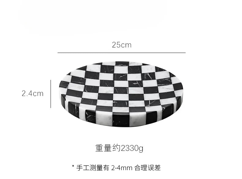 Afralia™ Marble Chessboard Print Tray: Nordic Style, Black & White, Luxury Stone Ornament