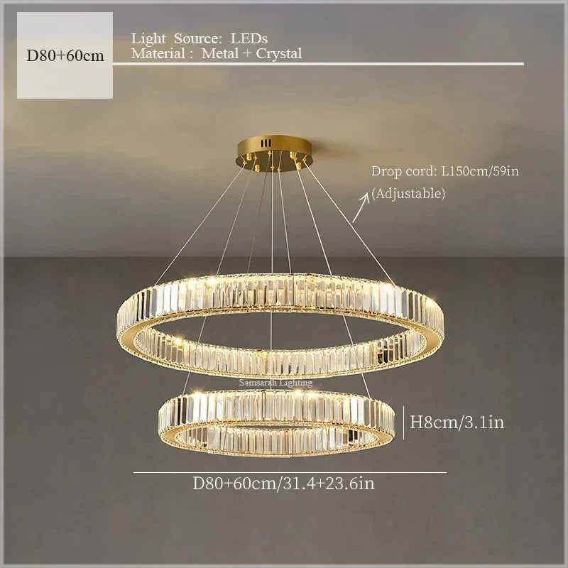 "Afralia™ Crystal Ceiling Pendant Chandelier – Luxury Light for Living Room, Bedroom, and Dining Area"