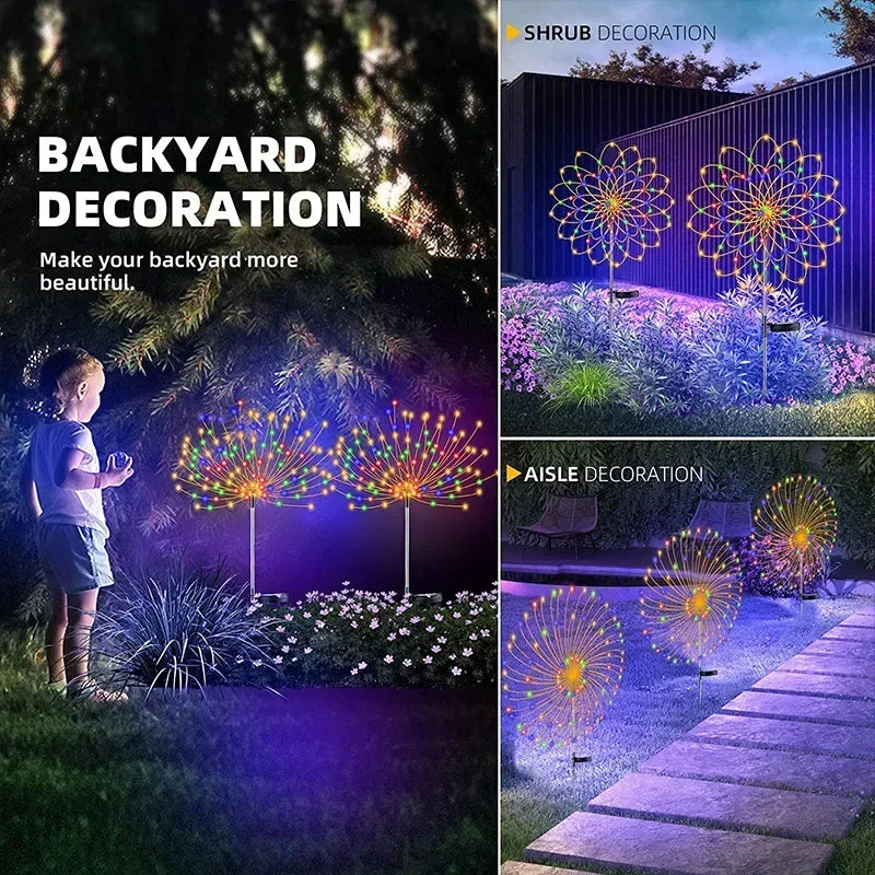 Afralia™ Solar Firework Fairy Lights Outdoor Decoration for Garden, Patio, Party