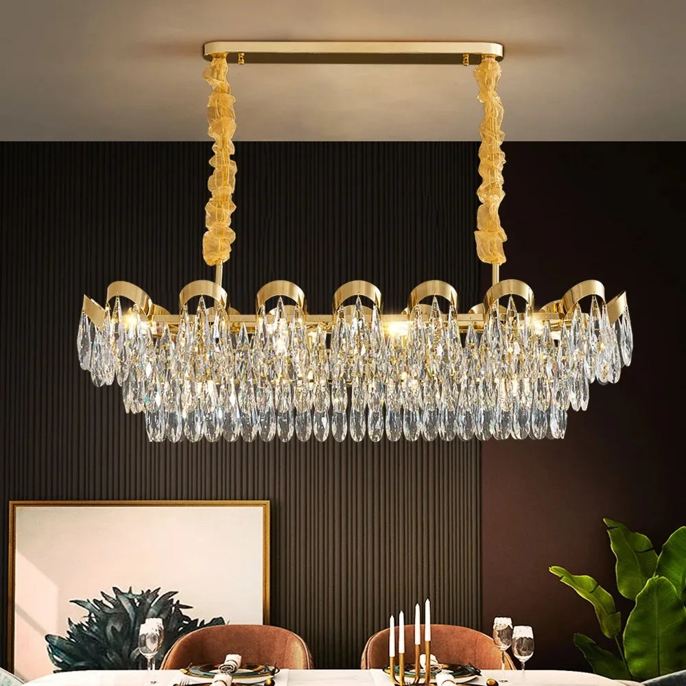 Afralia™ LED Sunflower Crystal Ceiling Chandelier - Modern Living Dining Room Hanging Light