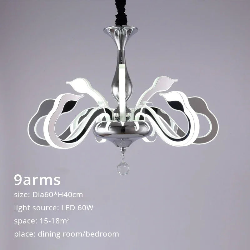Afralia™ Swan Chandelier: Chic Spider Design, LED Salon Lighting for Bedroom and Living Room