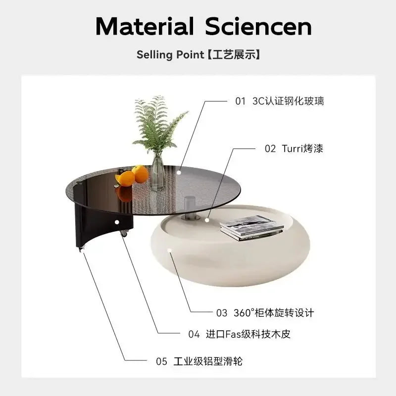Afralia™ Luxury Tempered Glass Coffee Table - Italian Round High-Grade
