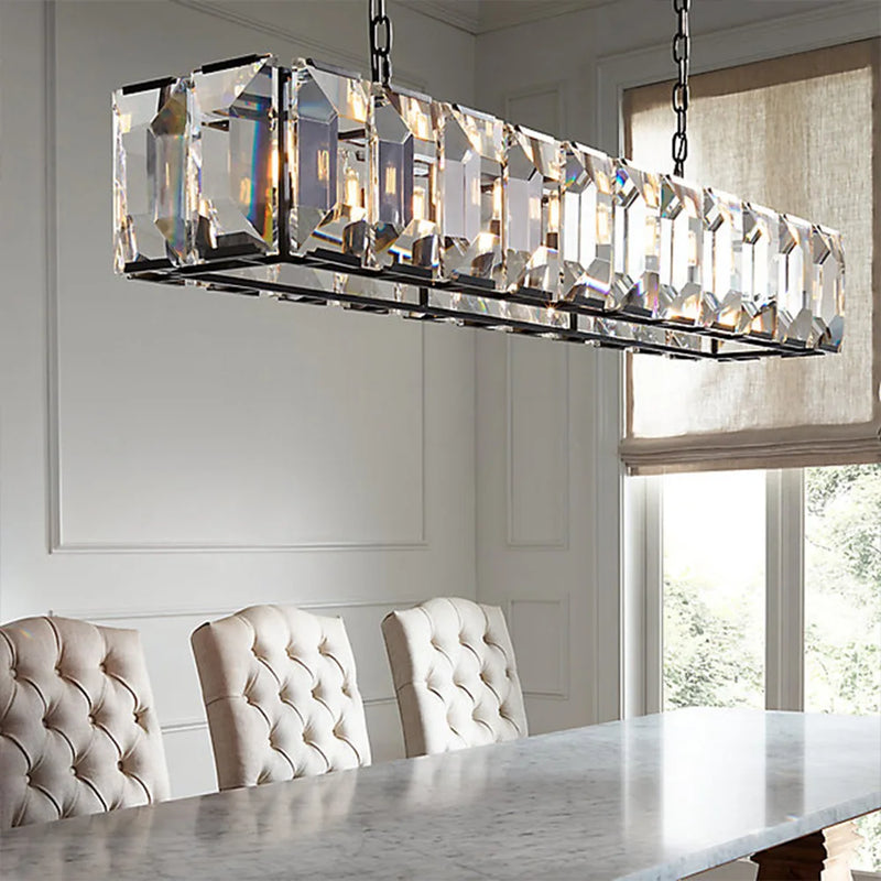 Afralia™ Modern LED Crystal Chandelier for Dining Living Bedroom - Elegant Round Rectangle Design