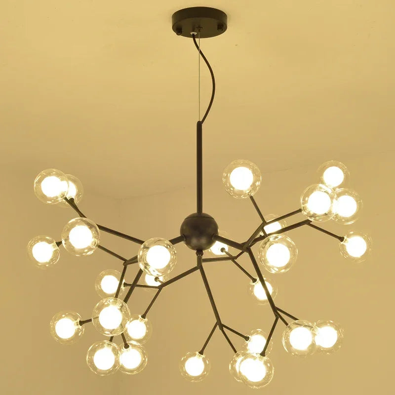 Afralia™ Heracleum Firefly Glass Round Ball Chandelier - Luxury Staircase Dining Room Lighting