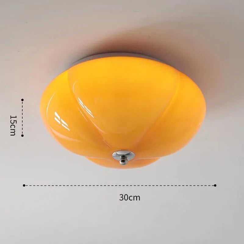 Afralia™ Pumpkin Glass Ceiling Lights: Retro Minimalist Bedroom Hallway Study Room Decor