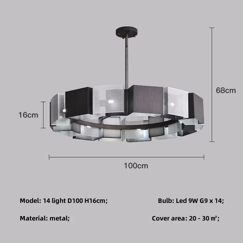 Afralia™ Black Metal Loft LED Chandelier: Modern Indoor Pendant Lamp Fixture Home Lighting
