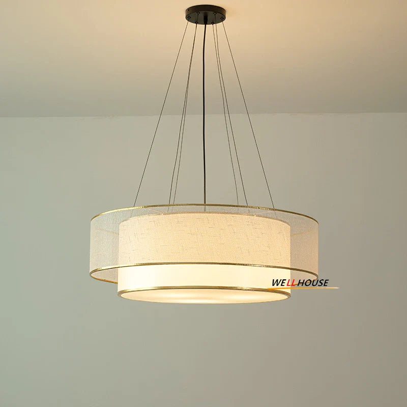 Afralia™ Modern LED Fabric Pendant Chandelier for Villa Bedroom Kitchen Living Room