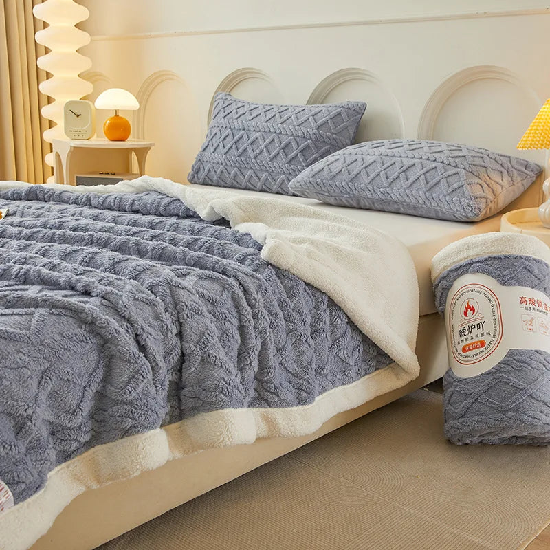 Afralia™ Plush Taffeta Jacquard Blanket | Multi Functional Soft Bedspreads for Bedrooms