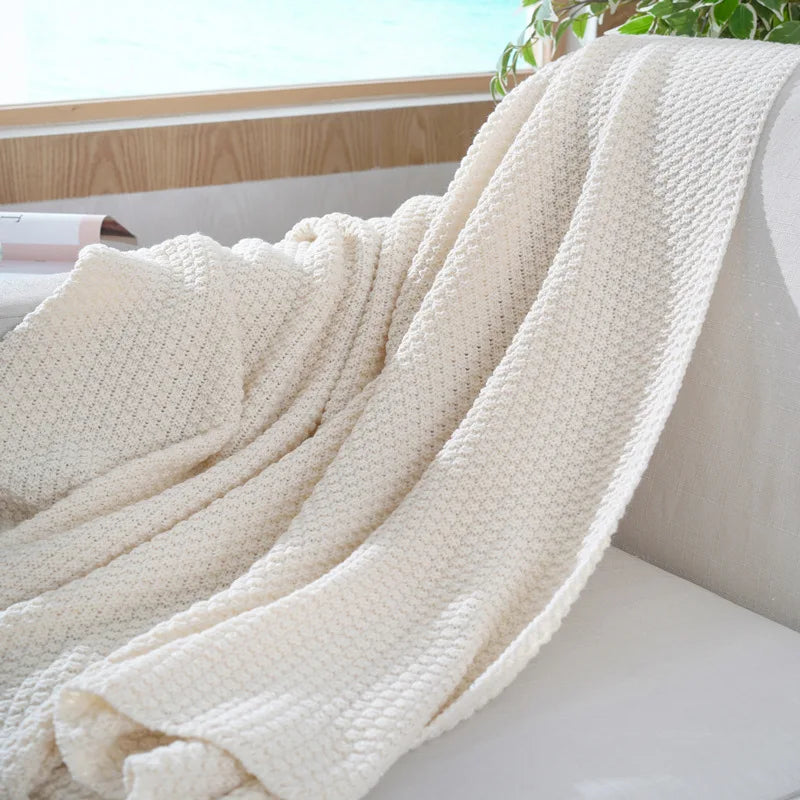 Afralia™ Knitted Sofa Throw Blanket with Fringe Yarn