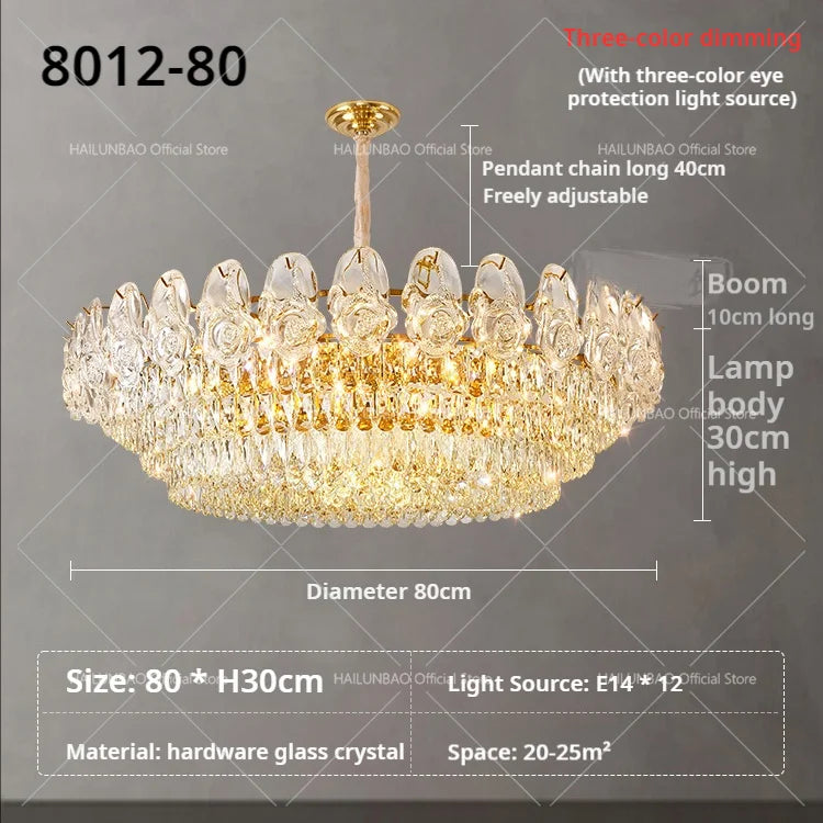 Afralia™ Crystal Rose Chandelier for Living Room Dining Bedroom 2024 French Light Luxury