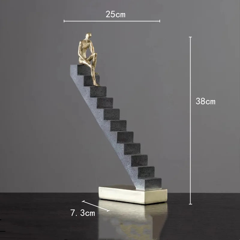 Afralia™ Golden Man Abstract Resin Figure Sculpture Staircase Decor
