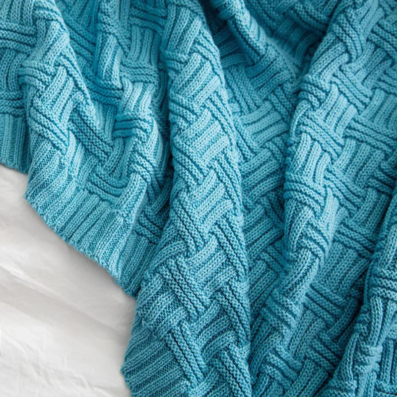Afralia™ Cozy Jacquard Blanket: 100% Cotton Solid Color Knitted Shawl for Office or Home
