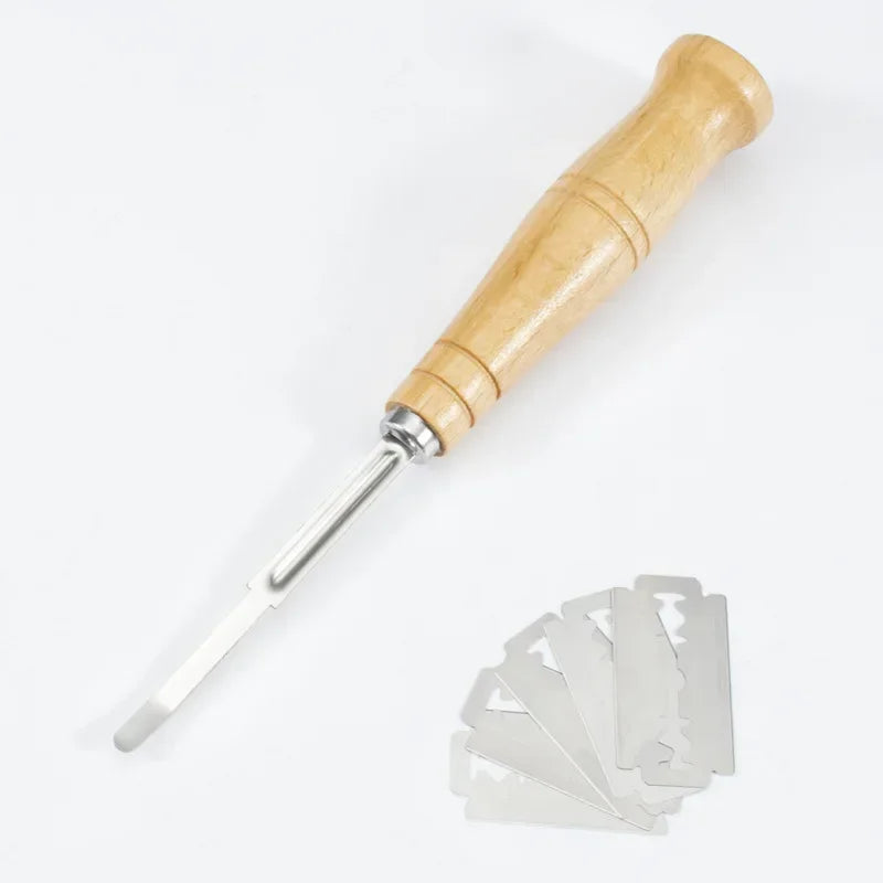 Afralia™ Bread Lame Cutter with Leather Cover and 5 Razor Blades