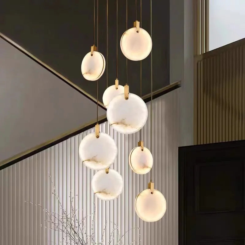 Afralia™ LED Marble Ceiling Pendant Lamp, Modern Interior Lighting for Living Room
