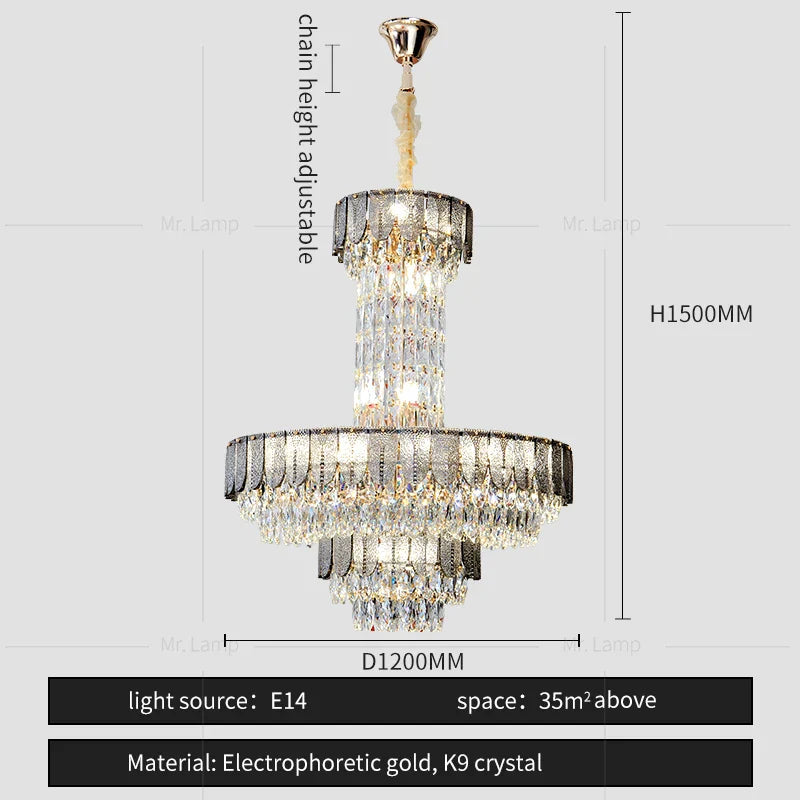 Afralia™ Crystal Chandelier: Postmodern Multi-layer Luxury for Living Room, Hotel Lobby, and Villa