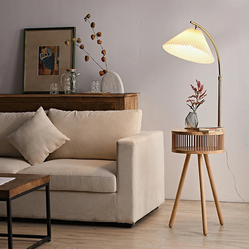 Afralia™ Nordic Wooden LED Corner Floor Lamp for Bedroom and Living Room