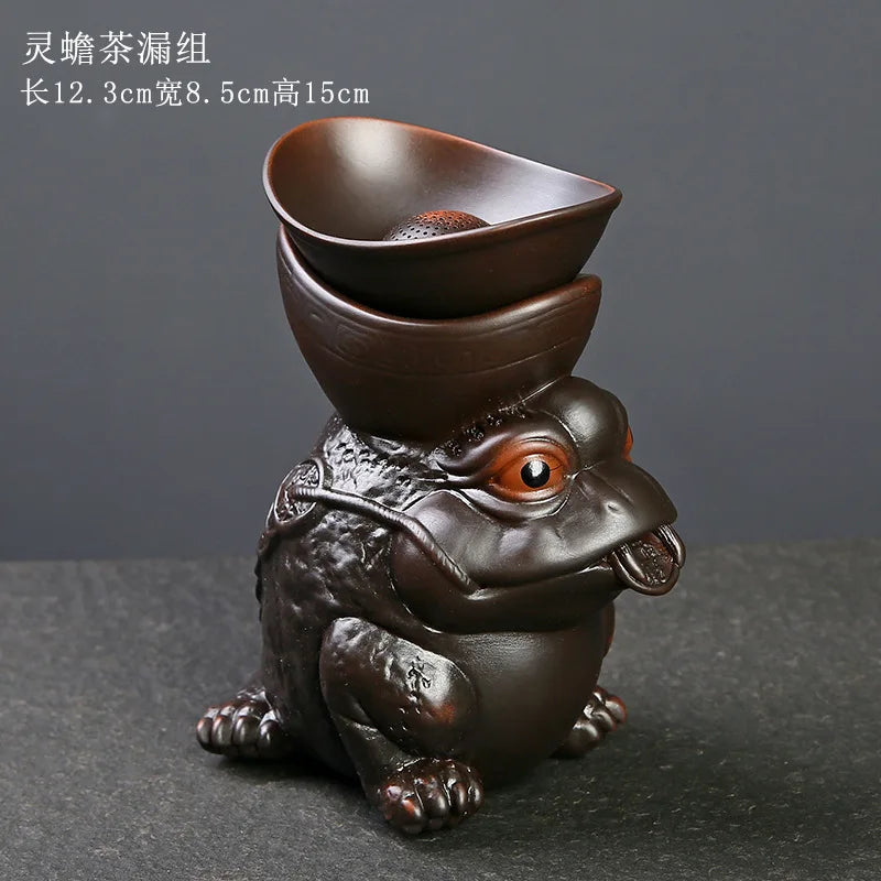 Afralia™ Dragon Tea Leaf Funnel Filter for Kung Fu Tea, Ceramic Table Decor