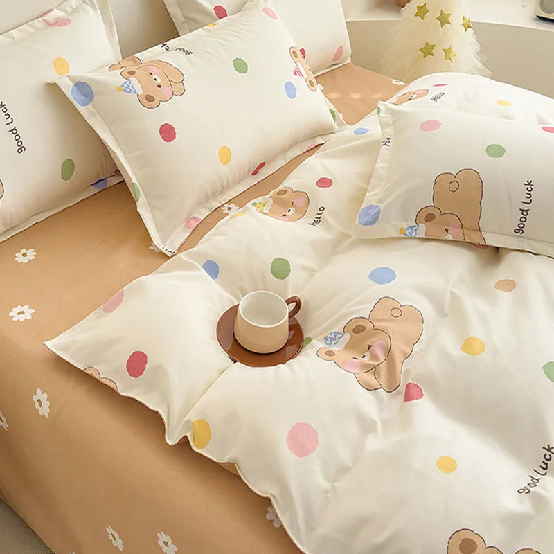 Afralia™ Cotton Printed Bedding Set: Thick & Cozy Single Bedclothes for Adults & Kids