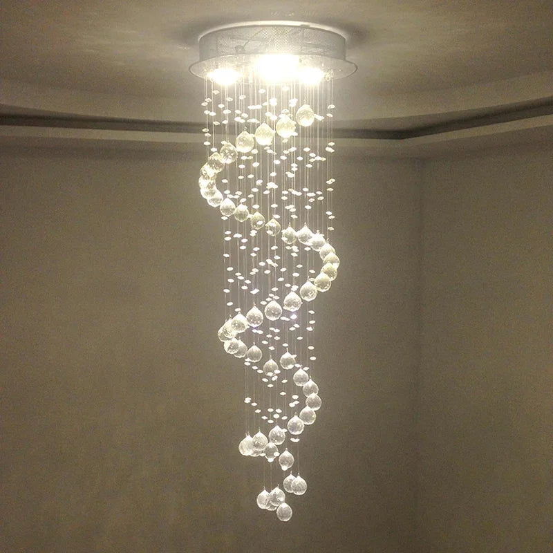 Afralia™ Crystal Spiral Chandelier LED Light Fixture for Living Room, Staircase, Bedroomairo Hotel