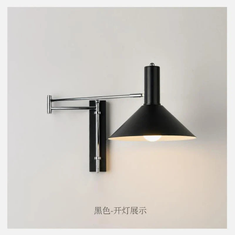 Afralia™ Vintage Rotatable Bedside Wall Lamp, American Retro Folding Reading Light