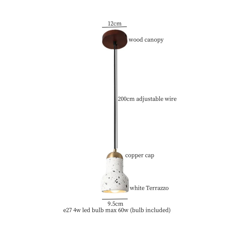 Afralia™ Wabi Sabi LED Pendant Lights Fixture Terrazzo Hanging Lamp Lighting