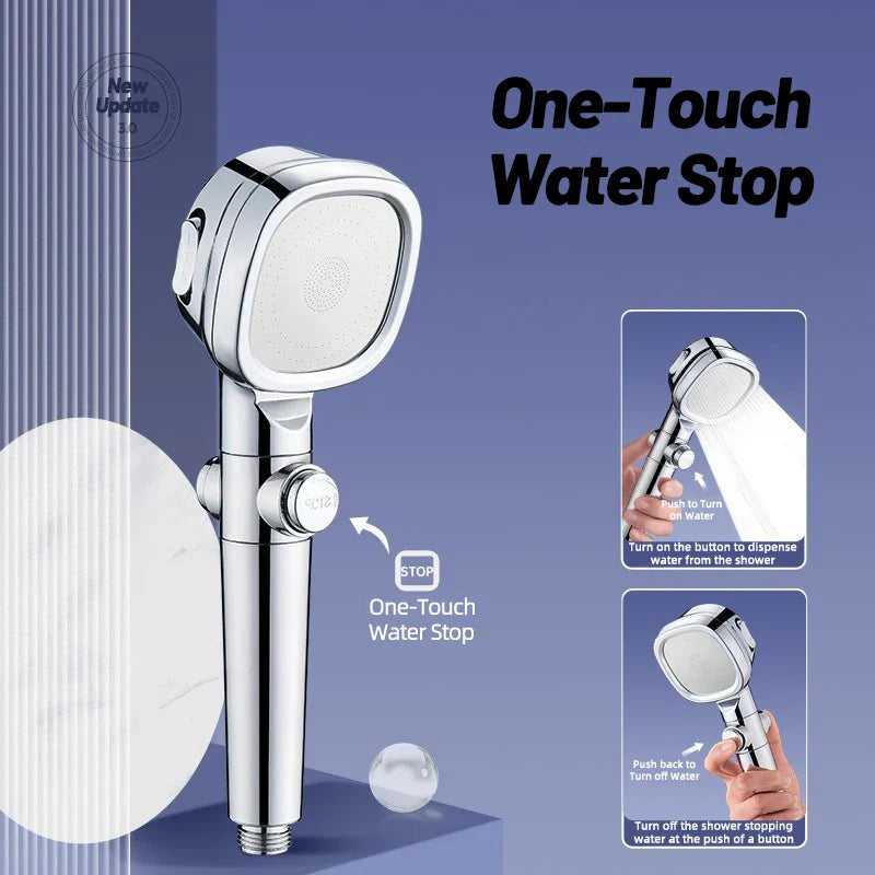 Afralia™ High Pressure Shower Head: 3 Modes, One Click Water Stop, Filter Shower