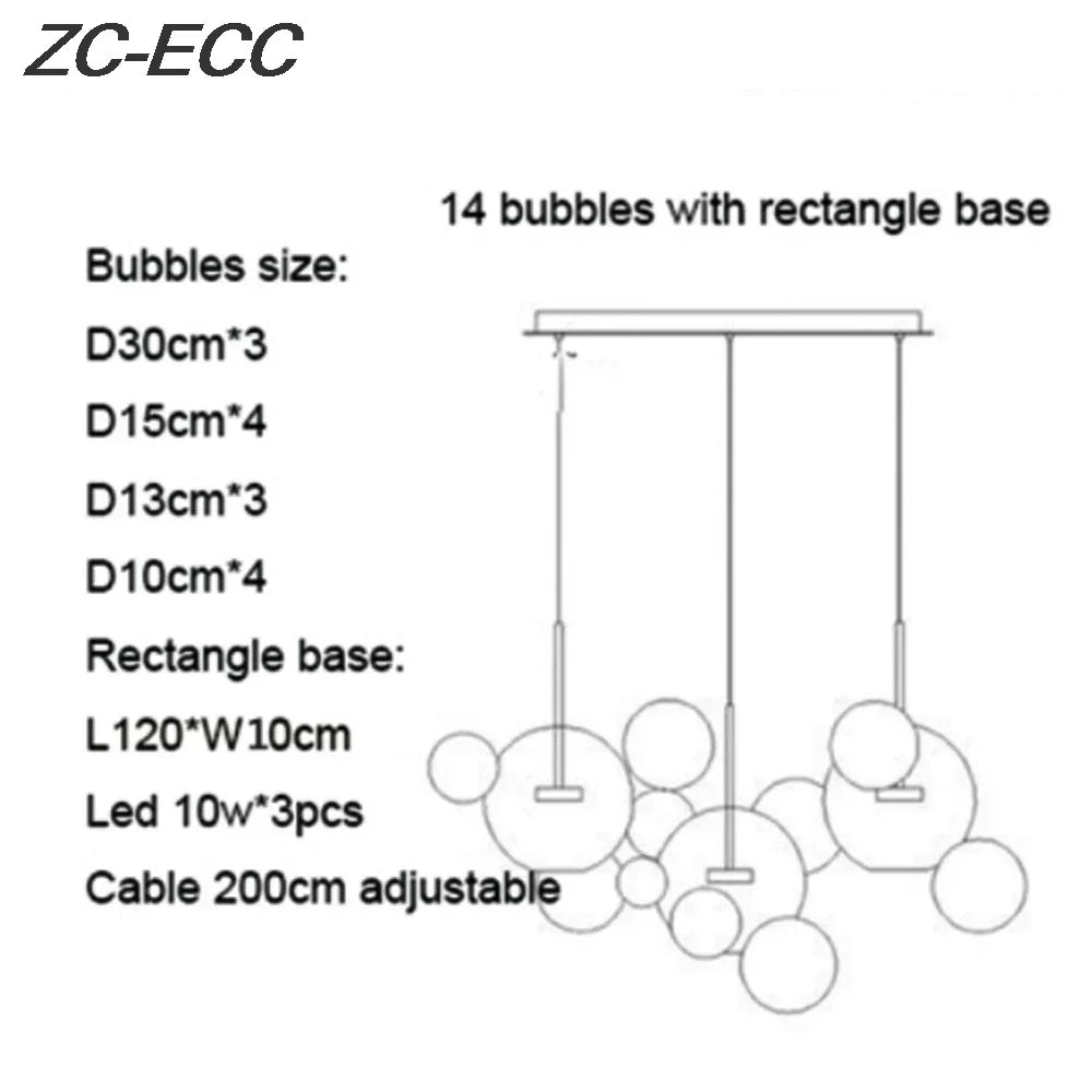 Afralia™ Glass Bubble LED Chandelier: Stylish Ceiling Lighting for Dining & Living Room