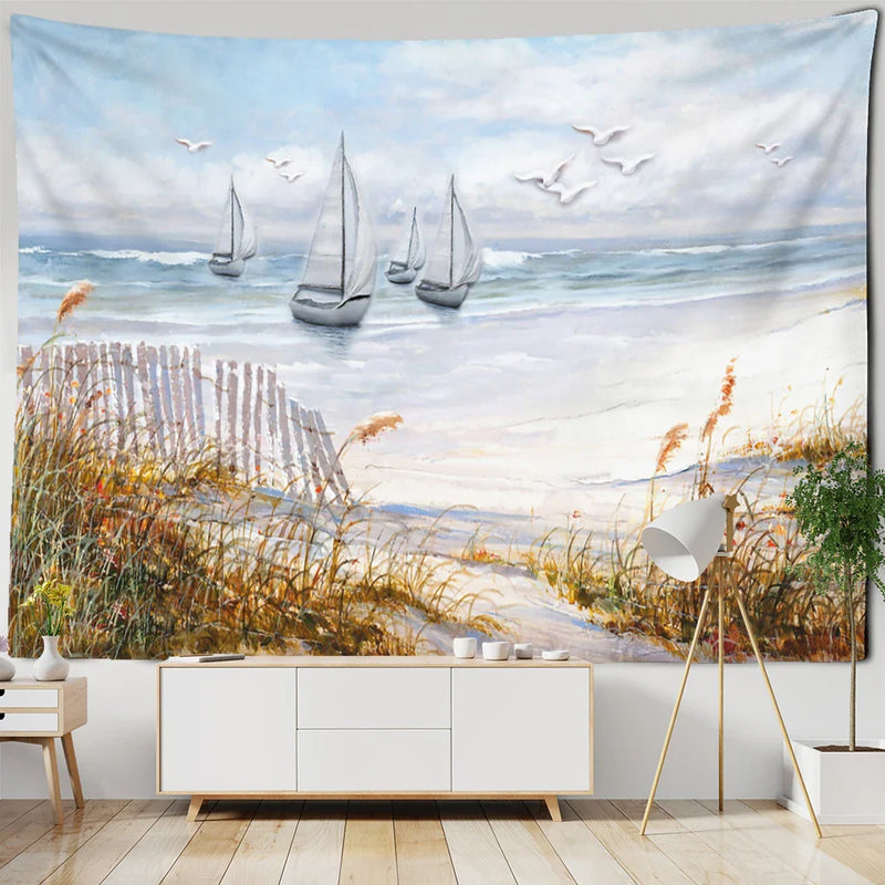 Afralia™ Modern Art Oil Painting Tapestry Wall Hanging for Bohemian Hippie Decor